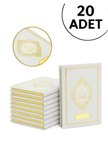 20 Adet İsme Özel Kabartmalı Ciltli Yasin Kitabı -  Beyaz