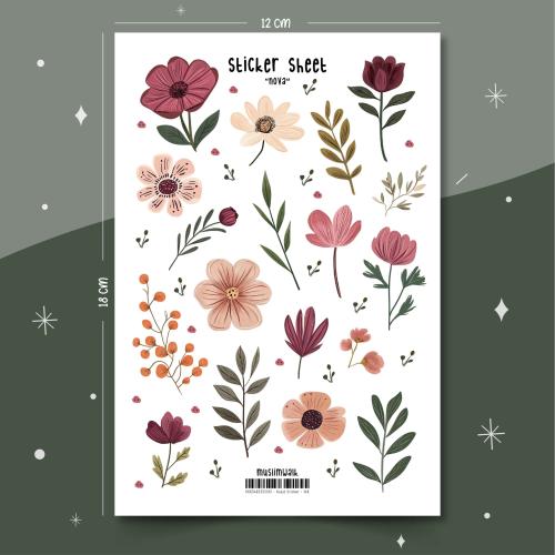 Nova – Pembe Çiçekler Sticker Seti