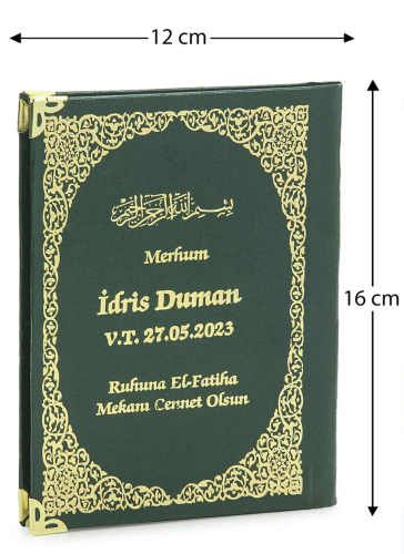 İsim Baskılı Ciltli Yasin Kitabı - Çanta Boy - Yeşil