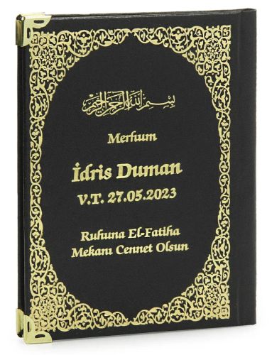 İsim Baskılı Ciltli Yasin Kitabı - Çanta Boy - Siyah