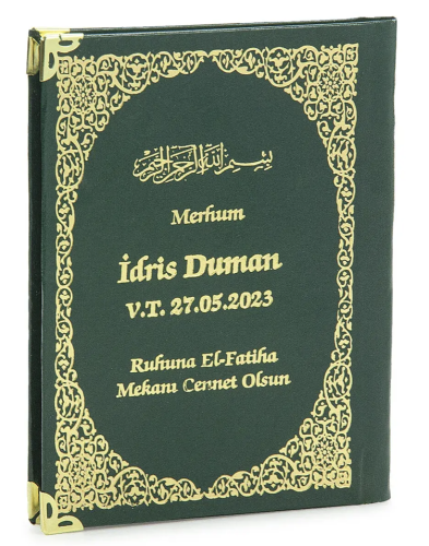 İsim Baskılı Ciltli Yasin Kitabı - Çanta Boy - Yeşil