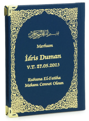 İsim Baskılı Ciltli Yasin Kitabı - Çanta Boy - Mavi