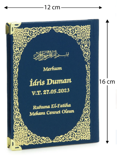 İsim Baskılı Ciltli Yasin Kitabı - Çanta Boy - Mavi