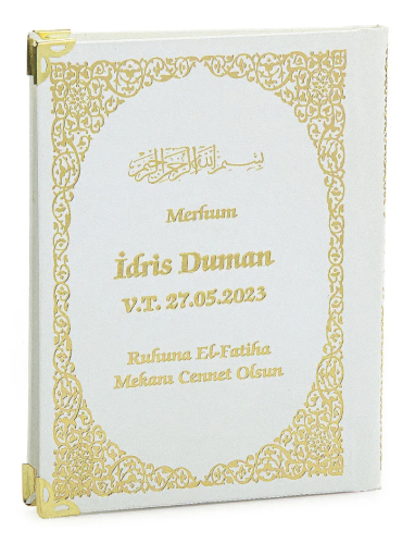 İsim Baskılı Ciltli Yasin Kitabı - Çanta Boy - Beyaz