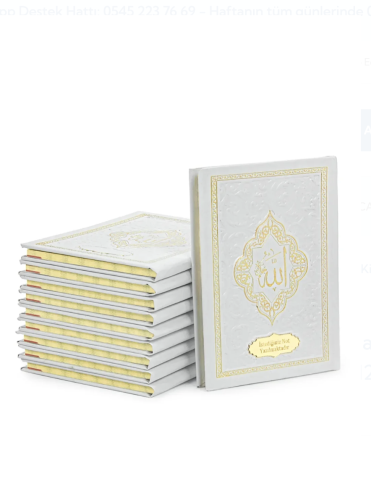 10 Adet İsme Özel Kabartmalı Ciltli Yasin Kitabı - Beyaz