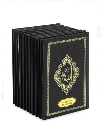 20 Adet İsme Özel Kabartmalı Ciltli Yasin Kitabı - Siyah