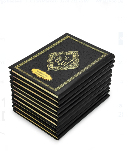 20 Adet İsme Özel Kabartmalı Ciltli Yasin Kitabı - Siyah