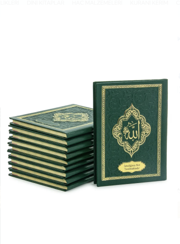 20 Adet İsme Özel Kabartmalı Ciltli Yasin Kitabı - Yeşil