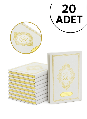 20 Adet İsme Özel Kabartmalı Ciltli Yasin Kitabı - Beyaz